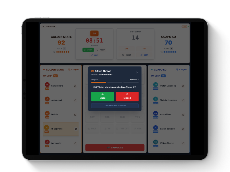 Automatic free throws sequence in StatJam